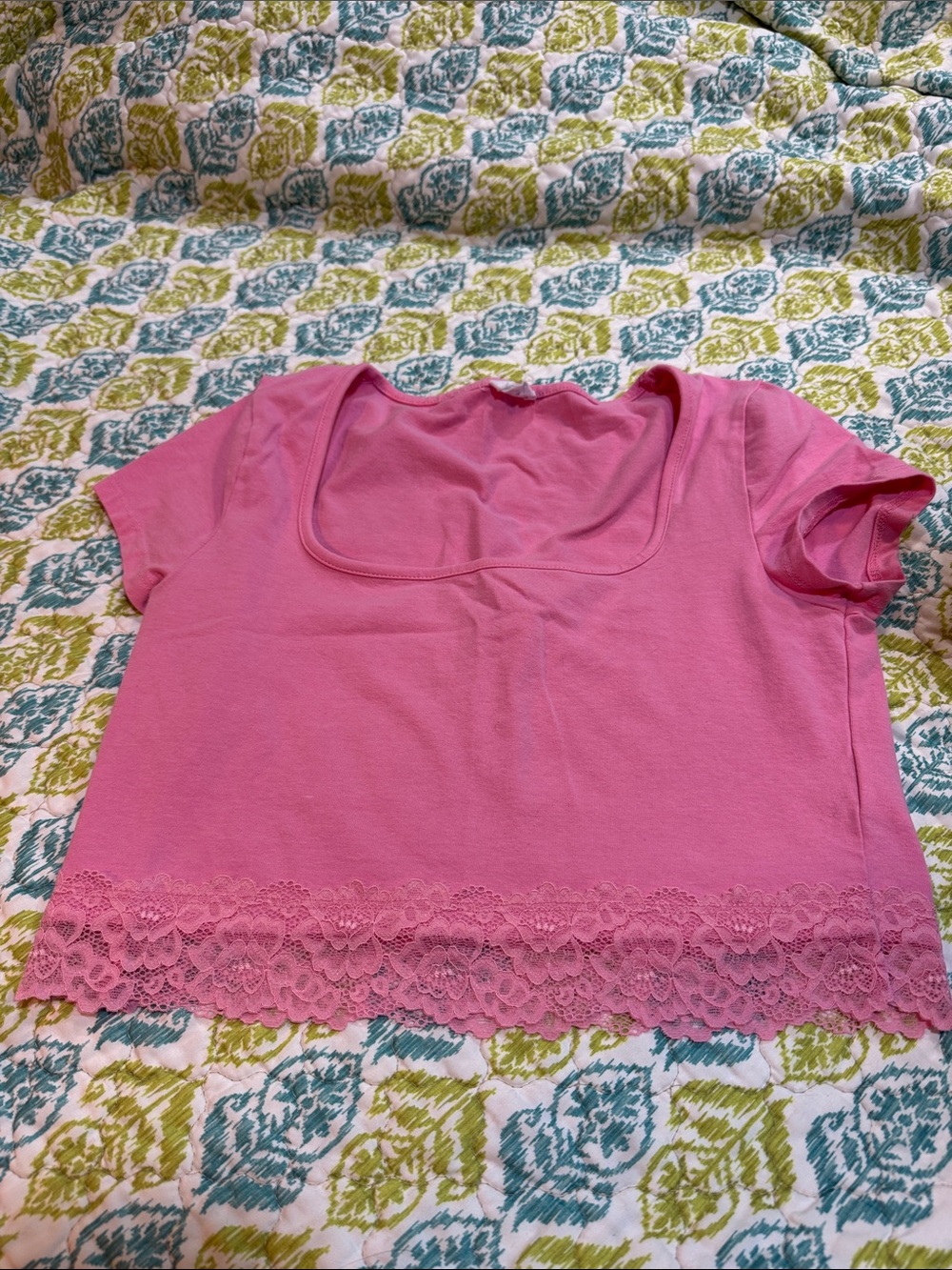 Cotton On Pink Lace Hem Crop Top